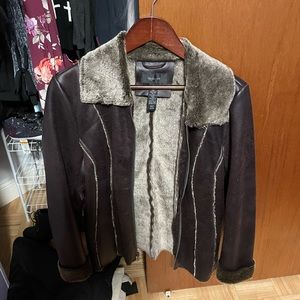 Faux Leather and Fur Jacket